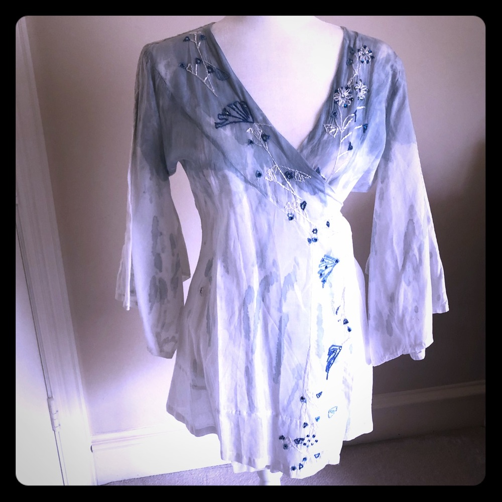 Embroidered wrap coverup